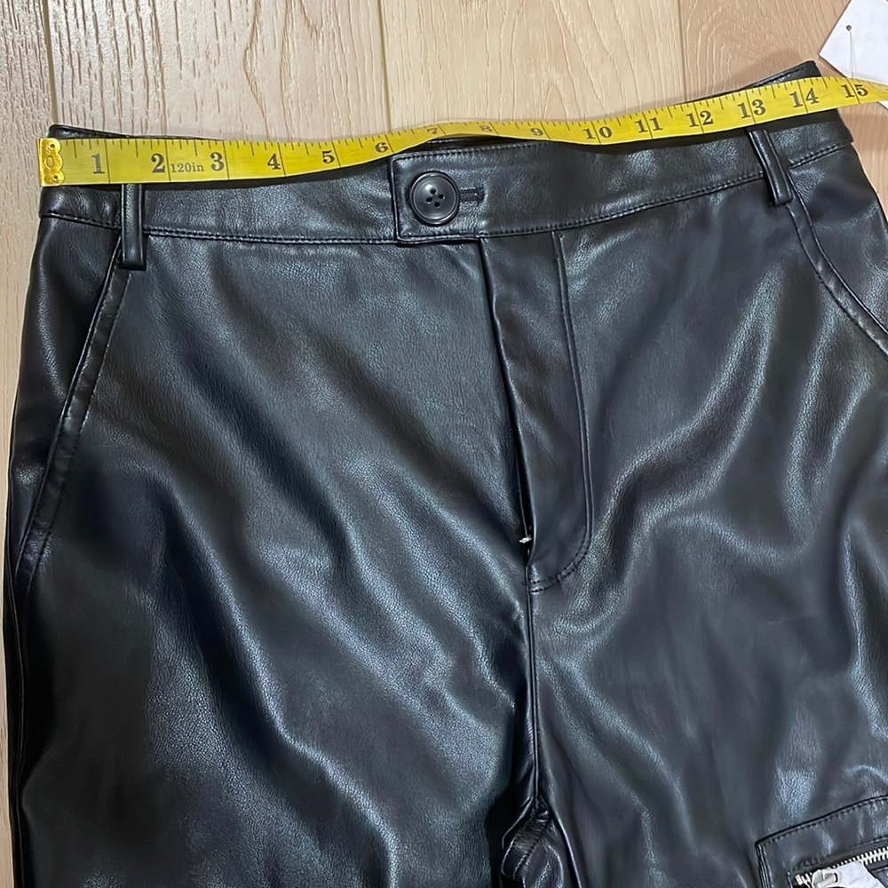 Avec Les Filles Black Faux Leather Cargo Wide Leg Pants S NWT - Picture 11 of 14